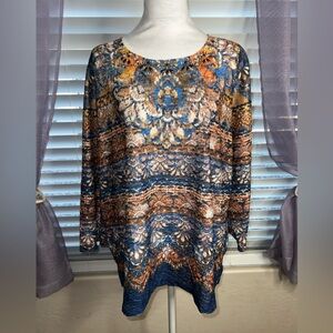 Alfred Dunner Crepe Texture Abstract Print Blouse